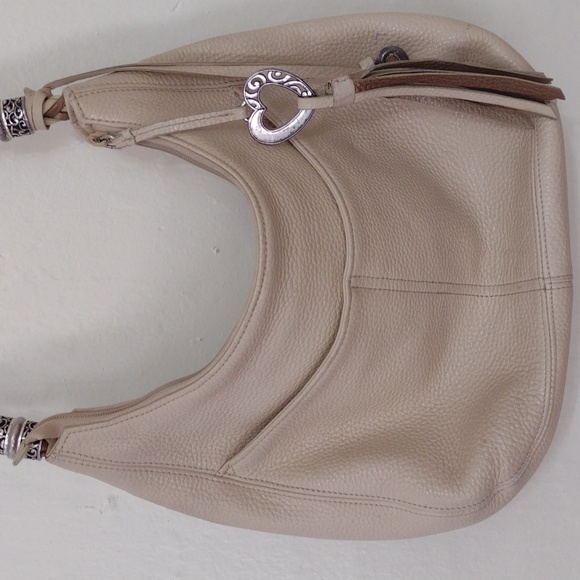 Brighton Barbados Pebbled Leather Zip Top Braided Strap Hobo Bag - Picture 4 of 16